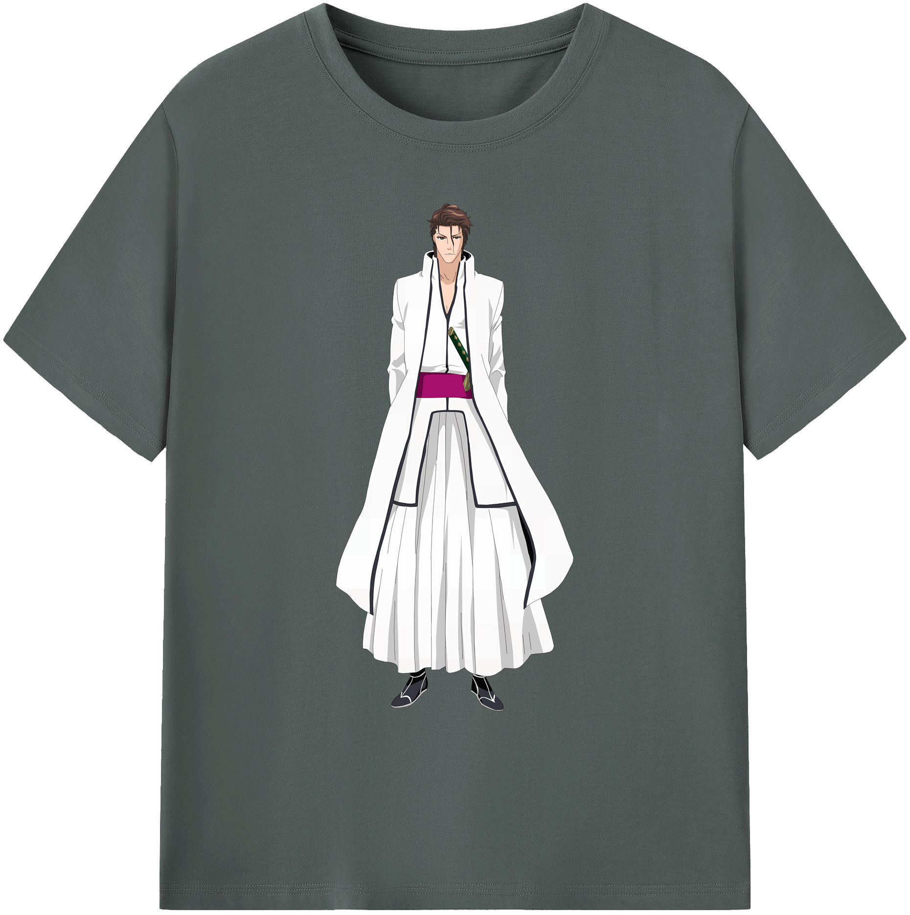（画像用） ブリーチ 藍染 惣右介（あいぜん そうすけ） BLEACH Aizen Sousuke 綿100％ メンズ半袖Tシャツ｜肌触りやわらか＆通気性